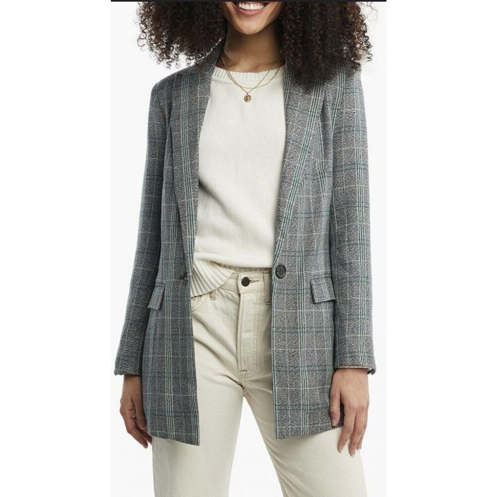 Able Evergreen Plaid Blazer S boho classic holiday preppy winter contemporary - Picture 5 of 13